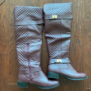 Maroon leather boots